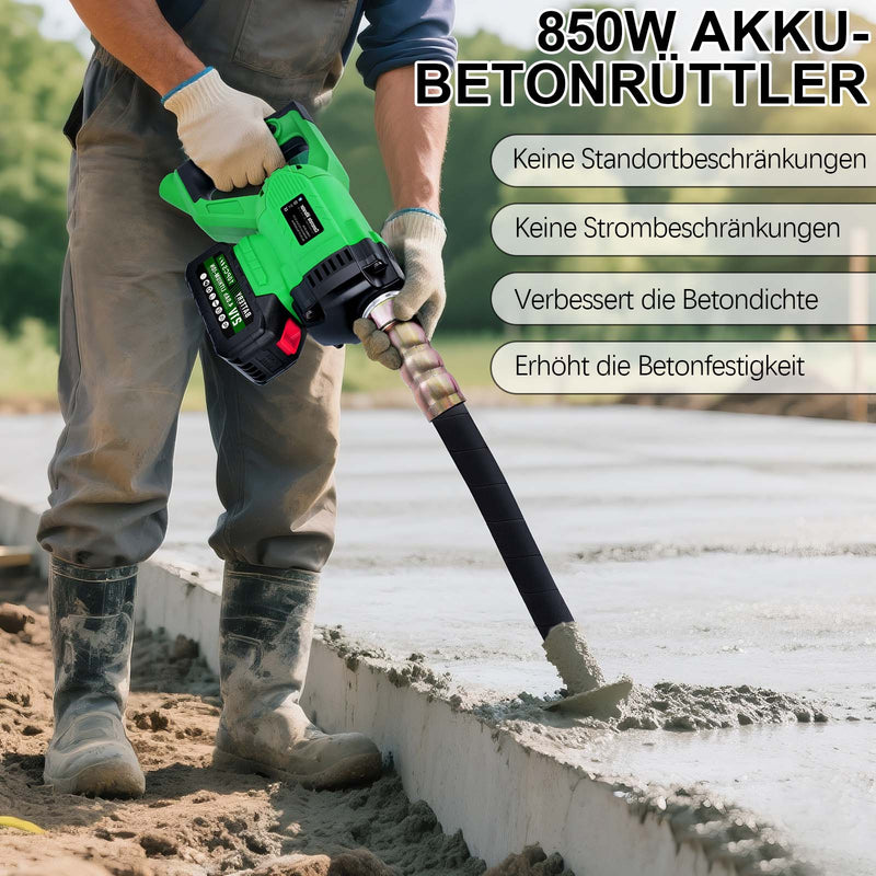 XIIW Kabelloser Betonrüttler 850W Kupfermotor | Ø35 mm Rüttelstab | 200Hz für dichten stabilen Beton