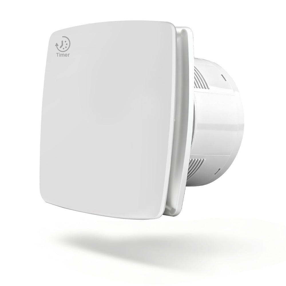 Exhaust fan 150 mm with humidity sensor & run-on function, 240 m³/h, quiet bathroom fan IPX4 with non-return flap against moisture & mold