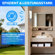 Abluftventilator 150mm mit Feuchtesensor & Nachlauffunktion, 240 m³/h, leiser Badlüfter IPX4 mit Rückstauklappe gegen Feuchtigkeit & Schimmel