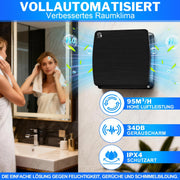 Abluftventilator 150mm mit Feuchtesensor & Nachlauffunktion, 95 m³/h leiser Badlüfter IPX4 gegen Feuchtigkeit & Schimmel