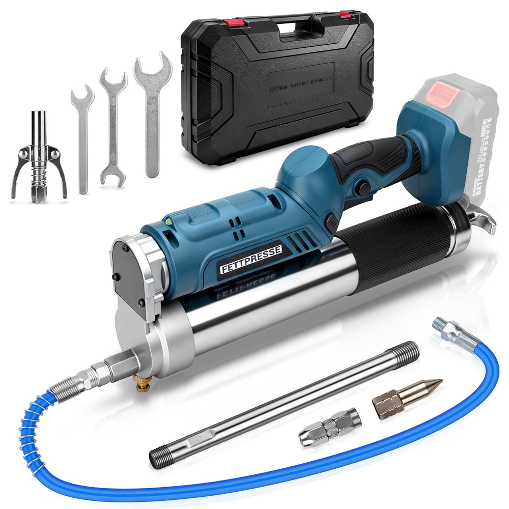 Cordless battery grease gun, 12000 PSI high pressure, 2-in-1 handle, LED, 600 g capacity