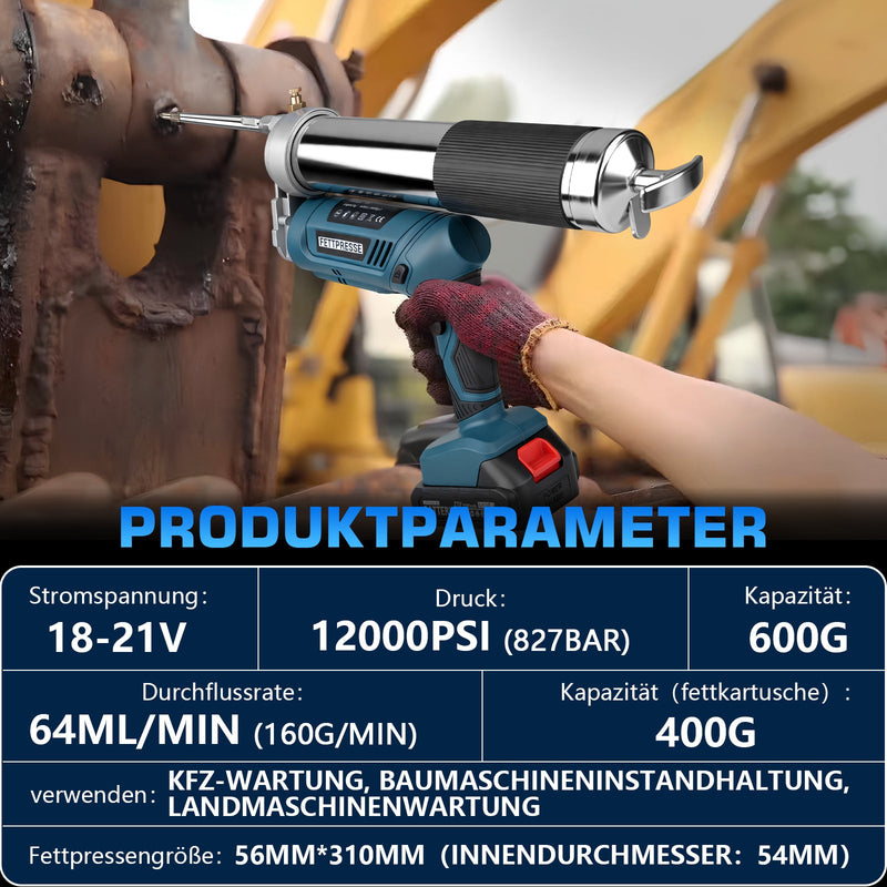 Akku - Fettpresse 18 - 21V Hochdruck 12000 PSI mit LED, 2 - in - 1 Handgriff und vielseitigen Düsen für Maschinenwartung