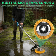 Akku Freischneider mit bürstenlosem Motor 1380W – Multifunktions Rasentrimmer mit Sägeblatt, Metallmesser und Bürsten, kabellose Motorsense