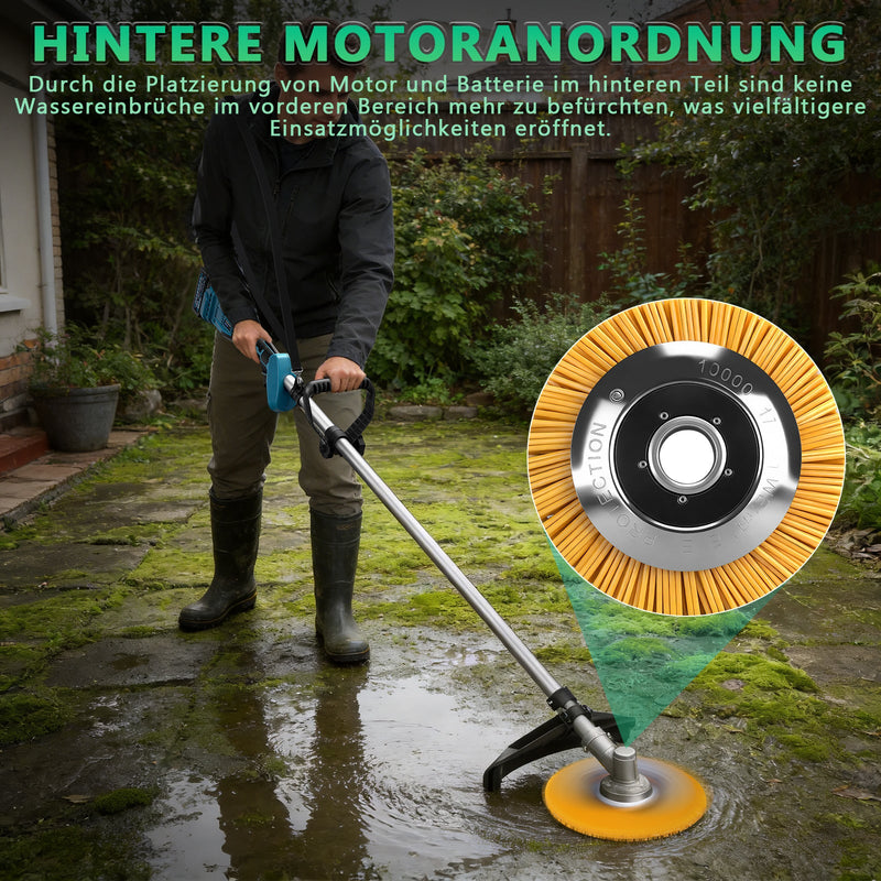 Akku Freischneider mit bürstenlosem Motor 1380W – Multifunktions Rasentrimmer mit Sägeblatt, Metallmesser und Bürsten, kabellose Motorsense