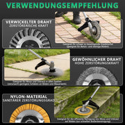 Akku Freischneider mit bürstenlosem Motor 1380W – Multifunktions Rasentrimmer mit Sägeblatt, Metallmesser und Bürsten, kabellose Motorsense