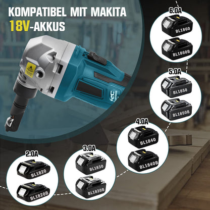 Akku Metallnibbler 18V mit bürstenlosem Motor, 360° drehbarer Blechschneider, für Edelstahl & Aluminium, ohne Akku