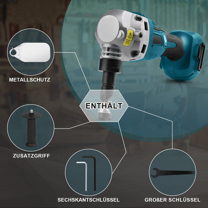 Akku Metallnibbler 18V mit bürstenlosem Motor, 360° drehbarer Blechschneider, für Edelstahl & Aluminium, ohne Akku