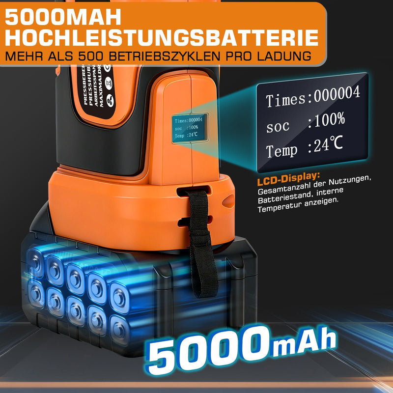 Akku - Presszange elektrohydraulisch – automatische Druckkontrolle, TH & V Pressbacken