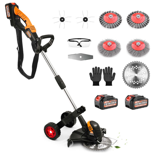 Akku Rasenmäher – 1200W bürstenloser Motor, verstellbar, mit 4 Aufsätzen, ideal für Rasenpflege und Unkrautbeseitigung