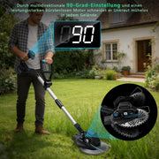 Akku Rasentrimmer 18V Bürstenlos mit Unkrautbürste, Sägeblatt & Metallmesser, Freischneider Makita Akku kompatibel, Teleskopstiel 100–140 cm