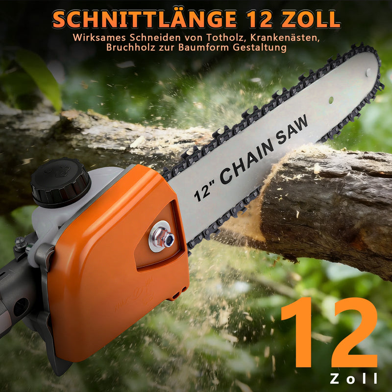 Akku Rasentrimmer mit Hochentaster 1380W Bürstenlos 2x 4Ah Akku Freischneider Unkrautbürste Multifunktion Gartengerät 4in1