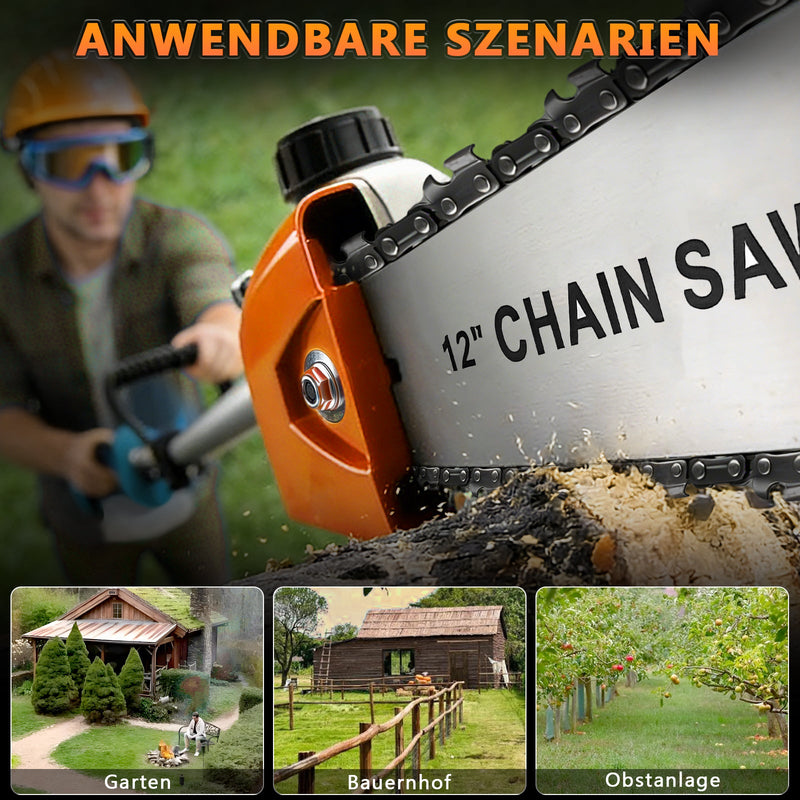 Akku Rasentrimmer mit Hochentaster 1380W Bürstenlos 2x 4Ah Akku Freischneider Unkrautbürste Multifunktion Gartengerät 4in1