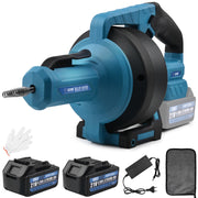 Akku Rohrreinigungsmaschine 21V – mit 7,6 m Spirale, stufenloser Drehzahl, 2 Akkus, für Abfluss & Küche