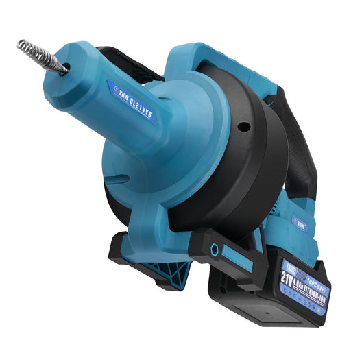 Akku Rohrreinigungsmaschine 21V – mit 7,6 m Spirale, stufenloser Drehzahl, 2 Akkus, für Abfluss & Küche