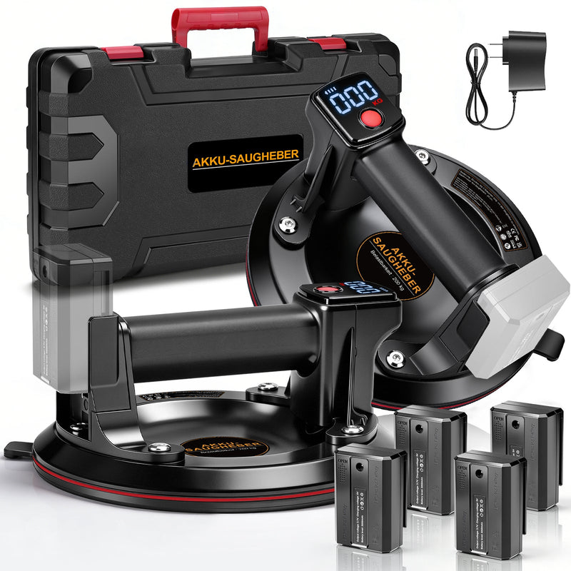 Akku Vakuumheber 200 kg mit Digitalanzeige – Elektrischer Saugheber für Glas & Fliesen