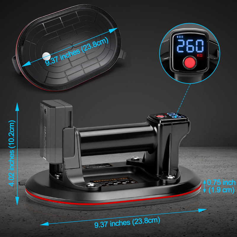 Akku Vakuumheber 260 kg mit Digitalanzeige & automatischer Druckregelung