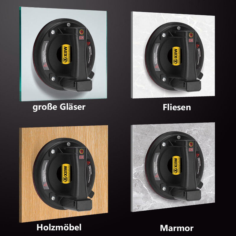 Akku Vakuumheber 300 kg für Glas, Fliesen & Metallplatten – Kabellos mit Drucksensor & 12V Akku – Mobil für Baustelle und schwere Lasten