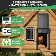 Automatische Hühnerklappe Solar - Intelligentes Hühnerstalltor mit Timer, Lichtsensor und Fernbedienung, Wetterfest (IP45)