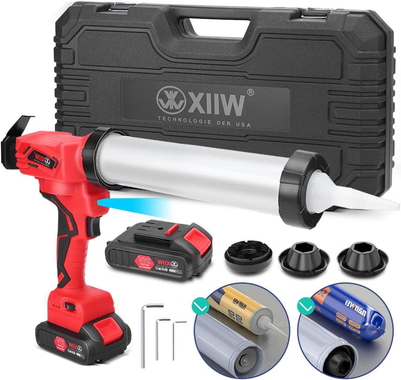 Automatische Kartuschenpistole mit LED - Beleuchtung, variabler Geschwindigkeit & 7840 N Druck – Ideal für Silikon - und Glasverklebung