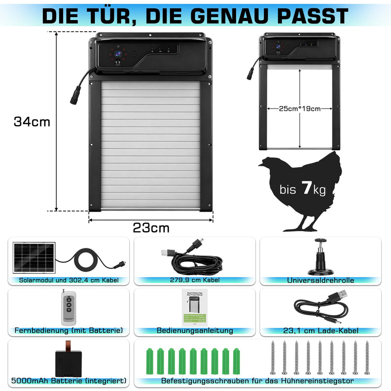 Automatische Solar - Hühnerstalltür mit 1080P Kamera und App Steuerung