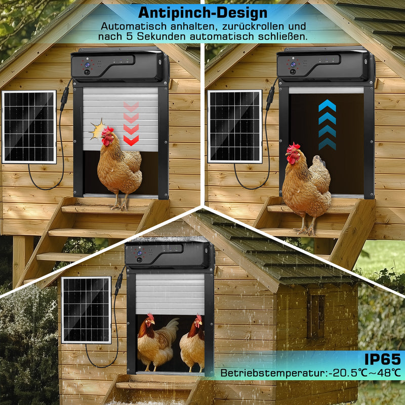 Automatische Solar - Hühnerstalltür mit 1080P Kamera und App Steuerung