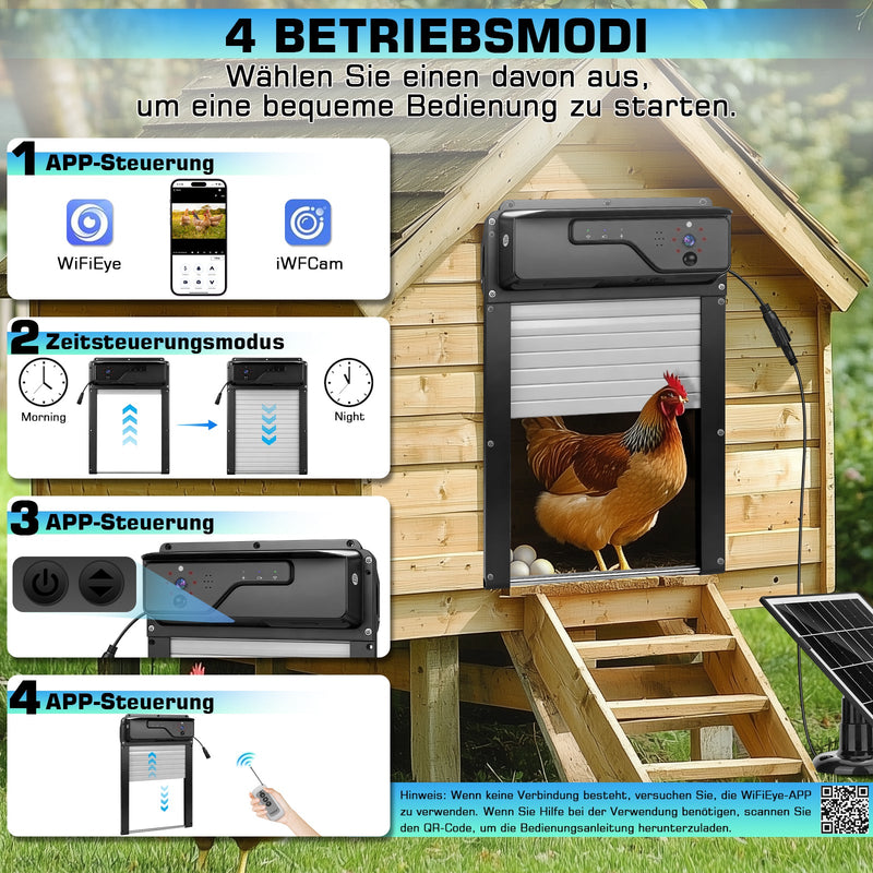 Automatische Solar - Hühnerstalltür mit 1080P Kamera und App Steuerung