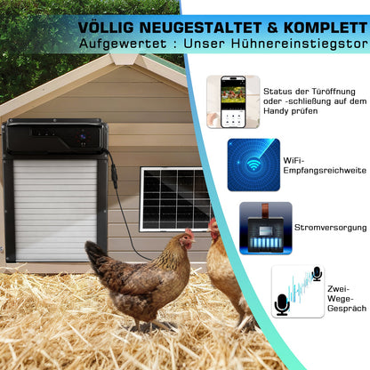 Automatische Solar - Hühnerstalltür mit 1080P Kamera und App Steuerung