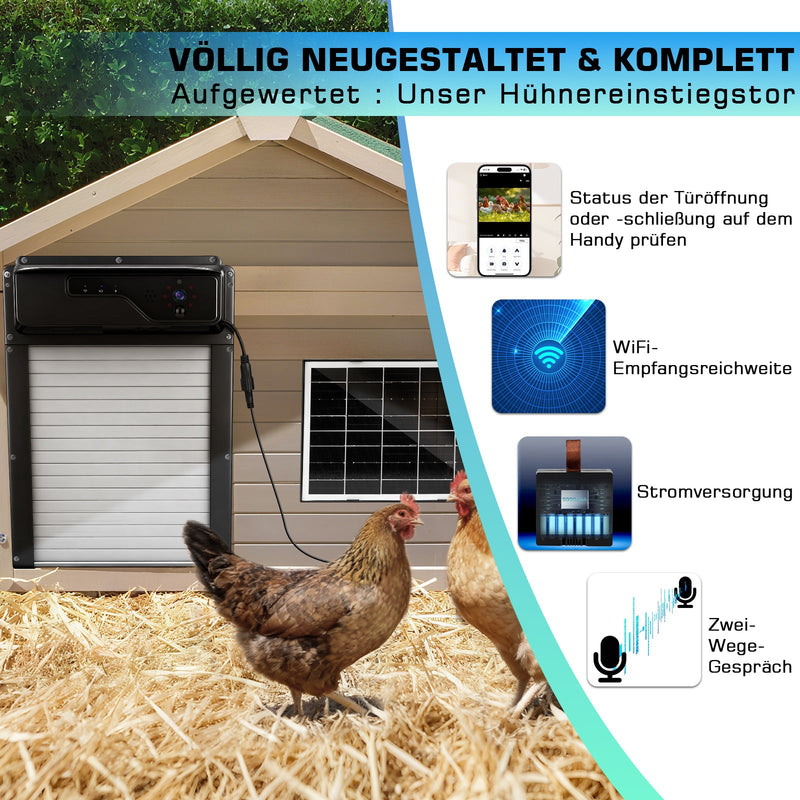 Automatische Solar - Hühnerstalltür mit 1080P Kamera und App Steuerung