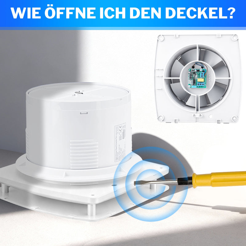 Automatischer Luftentfeuchter mit Feuchtesensor & Nachlauffunktion – Leiser Ventilator für Badezimmer & Küche, IPX4 Spritzwasserschutz