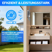 Automatischer Luftentfeuchter mit integriertem Hygrostat und Nachlaufmodus – Geräuscharmer Bad - & Küchenlüfter, spritzwassergeschützt nach IPX4