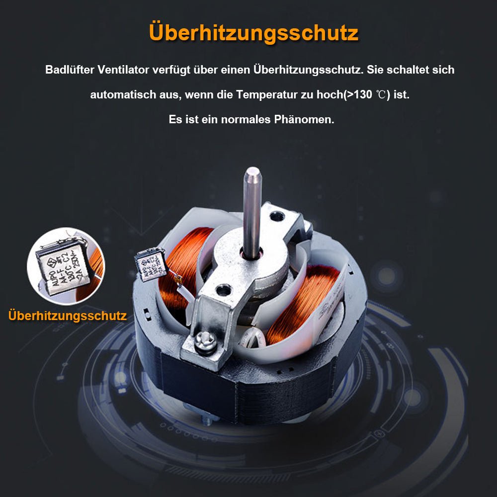 Badlüfter mit Feuchtesensor und Nachlauffunktion für Badezimmer und Küche – Leise, 100mm
