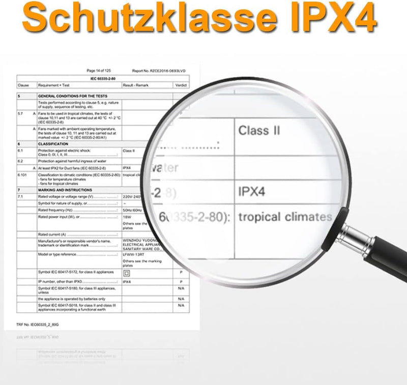 Badlüfter Ø100mm mit Timer – Leise (34dB), Energiesparend (12W), IPX4 Spritzwassergeschützt für Bad & WC