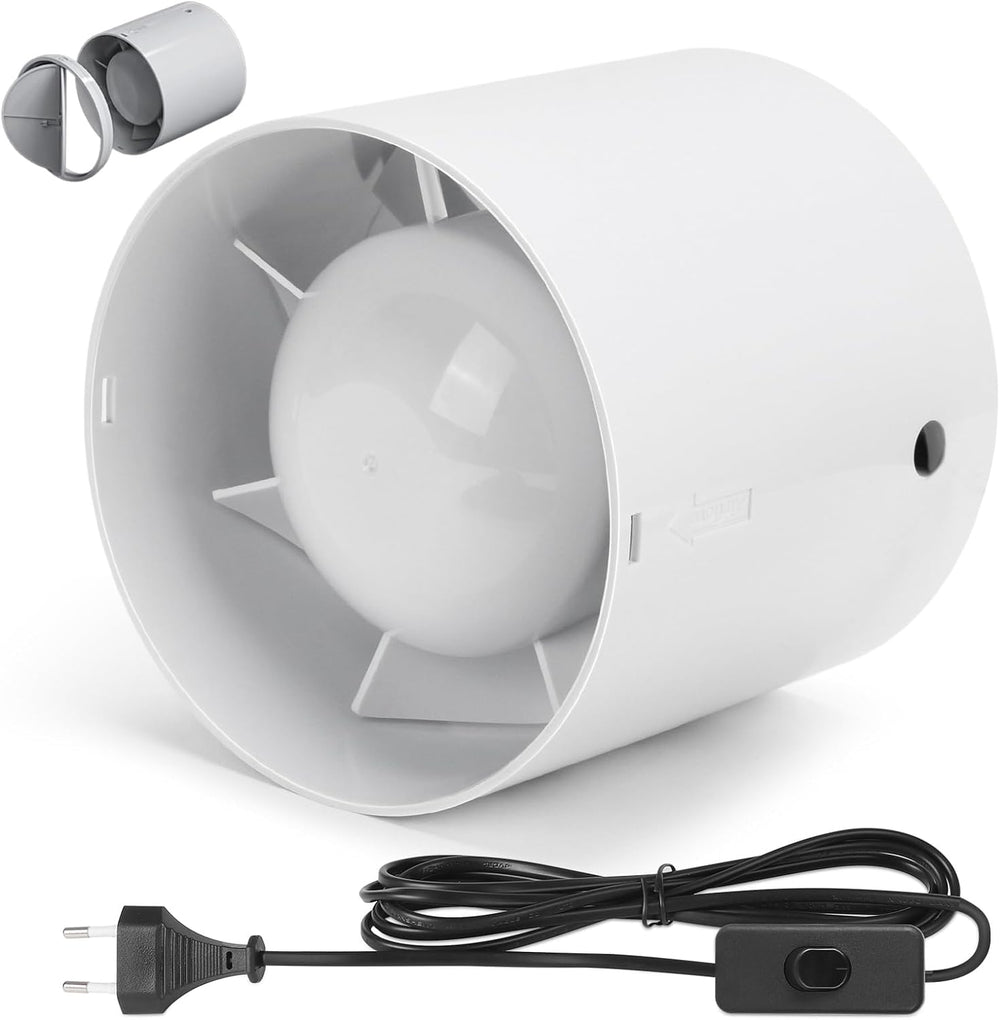Ventilatore da bagno 100 mm – Silenzioso, efficiente con valvola antiriflusso e protezione dal surriscaldamento per bagni e ambienti umidi