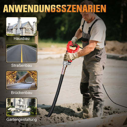 Betonrüttler 2100W mit 38 mm Vibrationskopf – Für Fundamente, Bodenplatten und Bauarbeiten