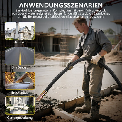 Betonrüttler 3200W mit 35mm Vibrationskopf und 6m flexibler Welle