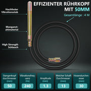 Betonrüttler 3200W – Reinkupfer Motor, 50mm Kopf, 4m Weichwelle, 30 Min Dauerbetrieb