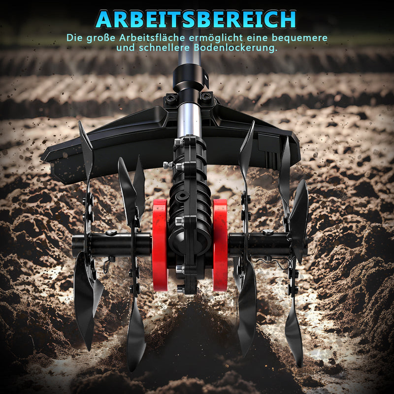 Bodenfräse Aufsatz für Freischneider 26mm 9 - Zahn Gartenfräse Kultivator Bodenlockerer mit Manganklingen für Benzin Rasentrimmer Garten