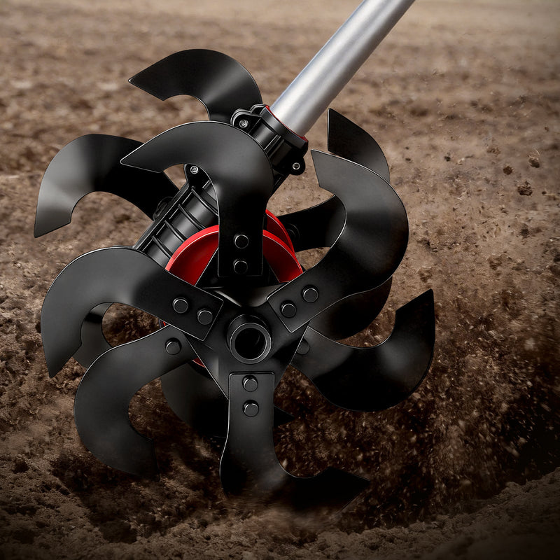 Bodenfräse Aufsatz für Freischneider 26mm 9 - Zahn Gartenfräse Kultivator Bodenlockerer mit Manganklingen für Benzin Rasentrimmer Garten