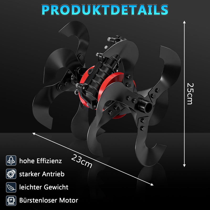 Bodenfräse Aufsatz für Freischneider 26mm 9 - Zahn Gartenfräse Kultivator Bodenlockerer mit Manganklingen für Benzin Rasentrimmer Garten