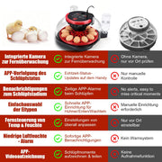 Brutgerät 12 Eier mit Kamera App Steuerung Inkubator automatisch Hühner Wachtel Eier Brutmaschine Temperatur Feuchtigkeit Kontrolle