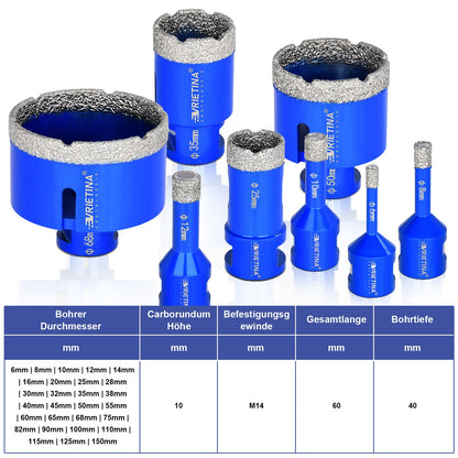 Diamant Bohrkrone M14 – Fliesenbohrer für Beton, Granit & Feinsteinzeug