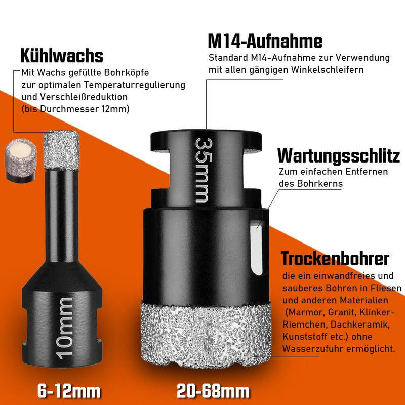 Diamant - Trennscheibe & Bohrkrone Set – Profi Fliesenleger Werkzeug 125mm