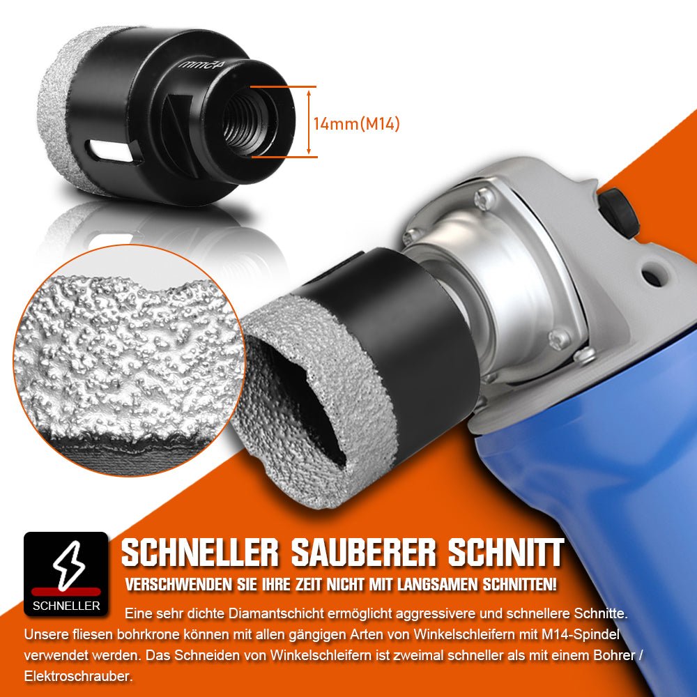 Diamant - Trennscheibe & Bohrkrone Set – Profi Fliesenleger Werkzeug 125mm