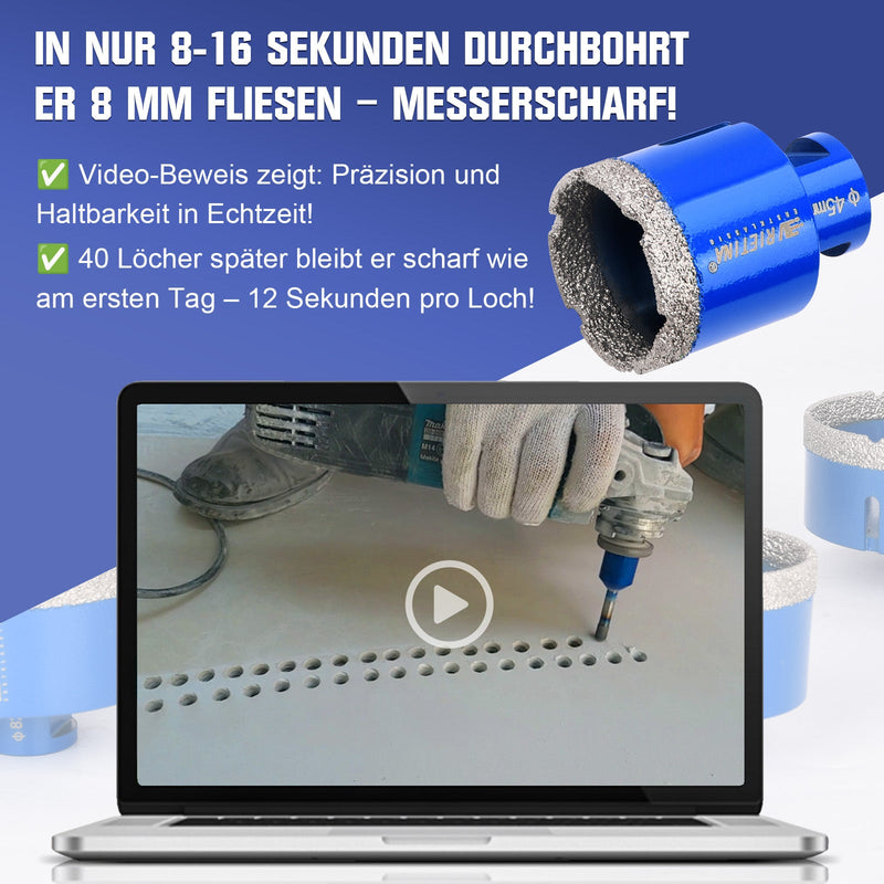 Diamant Trockenbohrer M14 – 16–150 mm für Fliesen, Granit & Feinsteinzeug – 23 Größen