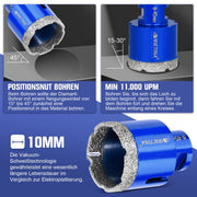 Diamant Trockenbohrer M14 – 16–150 mm für Fliesen, Granit & Feinsteinzeug – 23 Größen