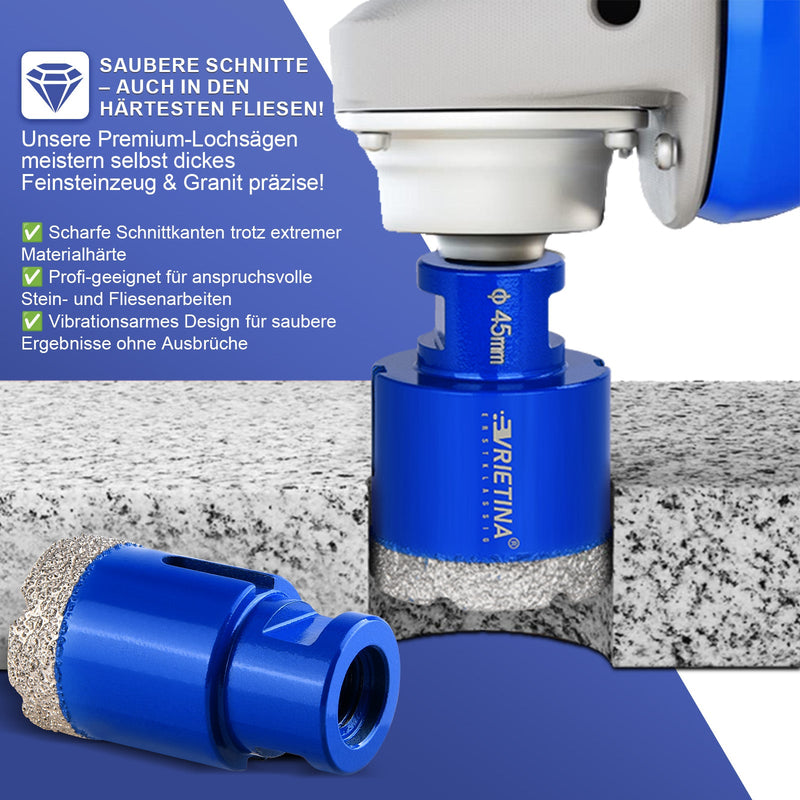 Diamant Trockenbohrer M14 – 16–150 mm für Fliesen, Granit & Feinsteinzeug – 23 Größen