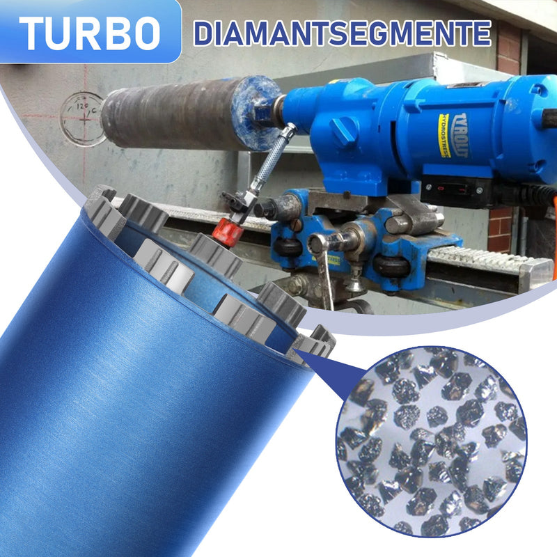 Diamantbohrkrone mit 10mm Turbosegment | 1 ¼ UNC Aufnahme | Nutzlänge 415 mm | Ø 52 mm - Ø 200 mm |