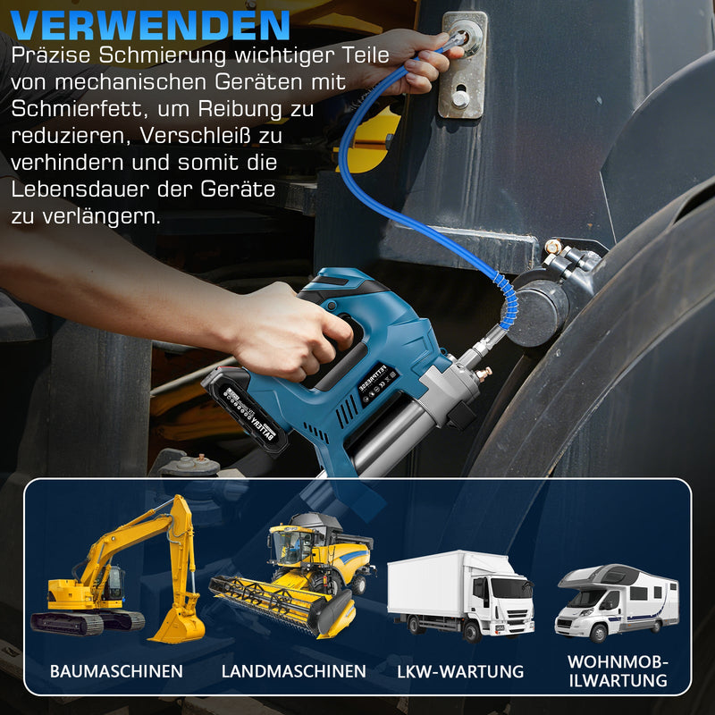 Digitale Akku - Fettpresse für Makita 18V Akkus | 15000 PSI, mit Mengenzähler | Profi - Set als Solo - Gerät im Koffer