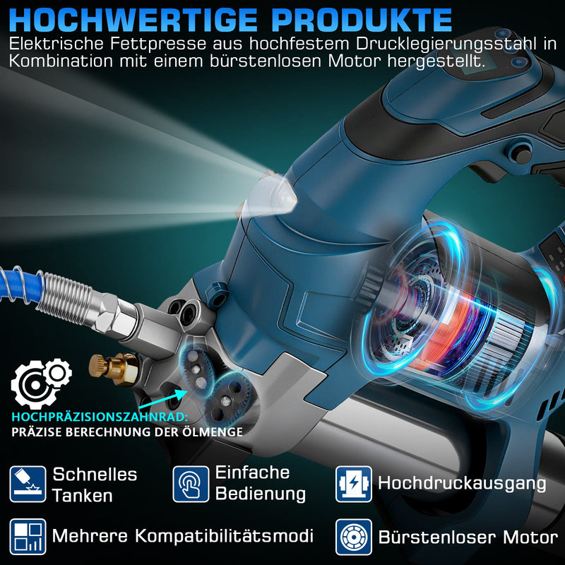 Digitale Akku - Fettpresse für Makita 18V Akkus | 15000 PSI, mit Mengenzähler | Profi - Set als Solo - Gerät im Koffer