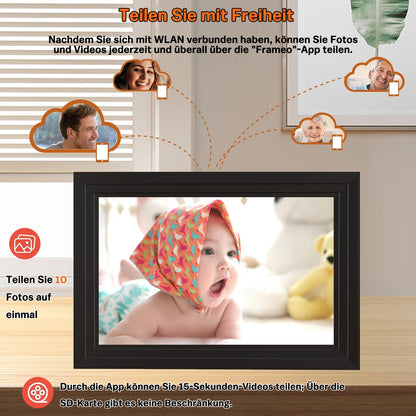 Digitaler Bilderrahmen 10,1 Zoll mit WLAN, HD Touchscreen & 32GB Speicher